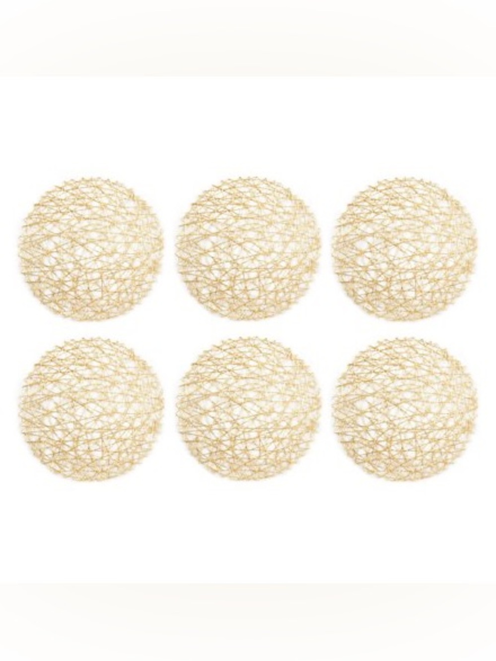Set of 6 Decorative Woven String Placemats - Light Beige